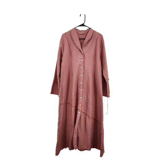 Homefrocks Women's Cotton Pique Raw Edges Peasant Style Maxi Dress - M - Picture 1 of 9